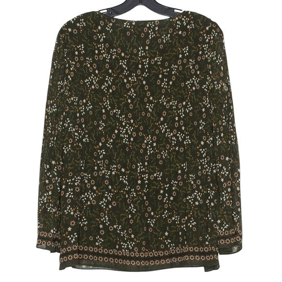 Max Studio Top Boho Cottage Fairy Whimsigoth Floral Bell Sleeve Green Size Large - Picture 2 of 6